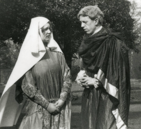 Black and white photograph of J Raby and C P Snow as the Nurse and the Blind Wise Man in the University College Leicester Dramatic Society production of The Dragon, 1926 (University of Leicester Archives, ULA/FG6/1/3).