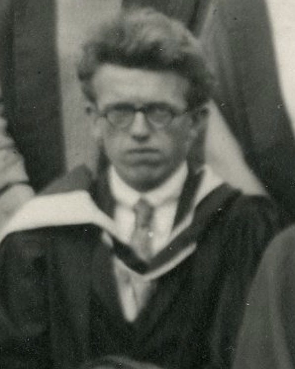 Cropped black and white photograph of C P Snow in his first year at the University College of Leicester, from a class photograph taken in 1926 (University of Leicester Archives, ULA/FG5/1/4).