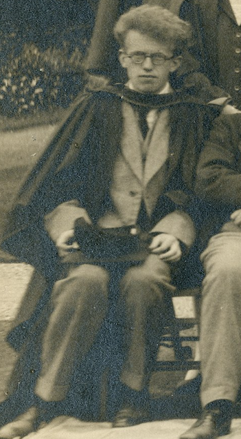 Cropped photograph of C P Snow at the University College in Leicester, from a class photograph of 1927 (University of Leicester Archives, ULA/FG5/1/5)