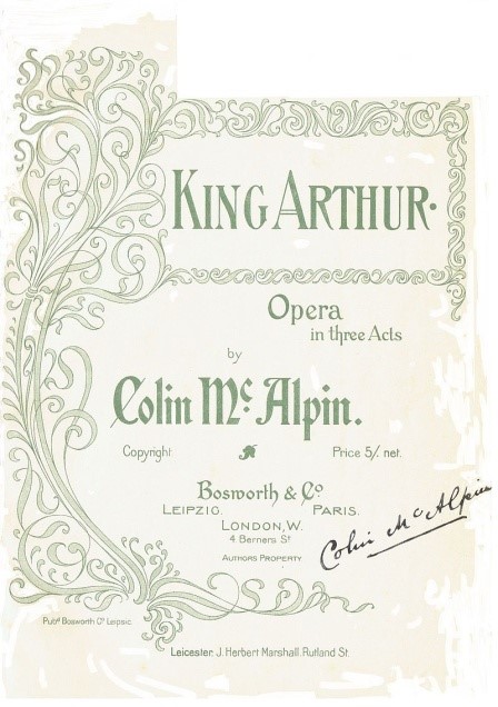 Title page from Colin McAlpin's opera commissioned by Leicester Mayor, Herbert Marshall