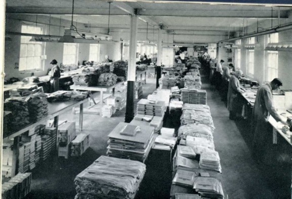 Black and white photograph of a department at Towle's factory